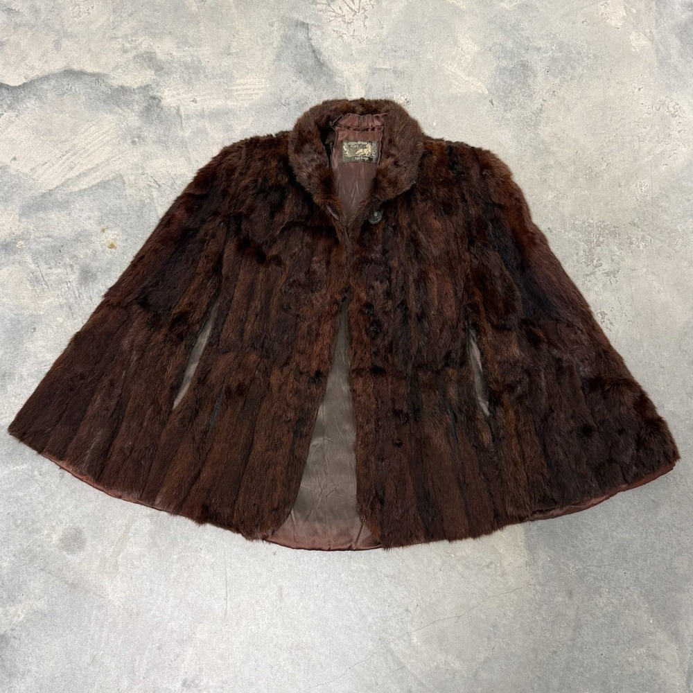 Vintage Joseph Noonan Furs Capelet Womens One Size Brown Genuine Fur Stole Wrap